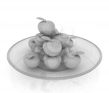 apples in a plate on white