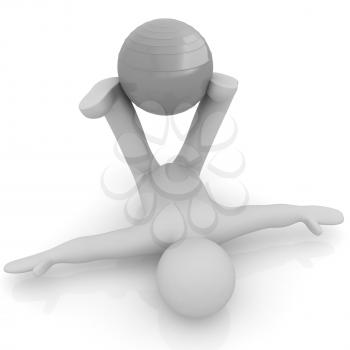 3d man exercising position on fitness ball. My biggest pilates series