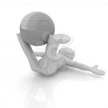 3d man exercising position on fitness ball. My biggest pilates series