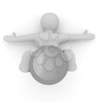 3d man exercising position on fitness ball. My biggest pilates series