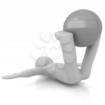 3d man exercising position on fitness ball. My biggest pilates series