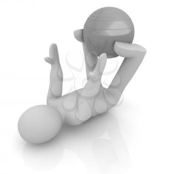 3d man exercising position on fitness ball. My biggest pilates series