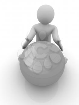 3d man exercising position on fitness ball. My biggest pilates series