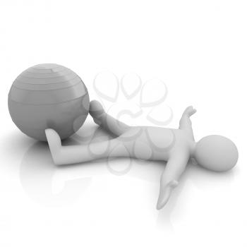 3d man exercising position on fitness ball. My biggest pilates series