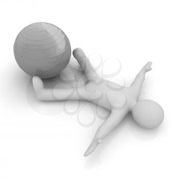 3d man exercising position on fitness ball. My biggest pilates series