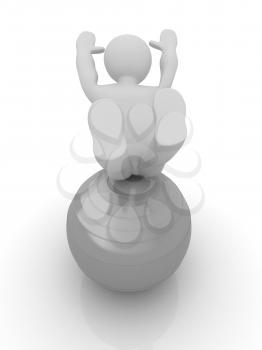 3d man exercising position on fitness ball. My biggest pilates series