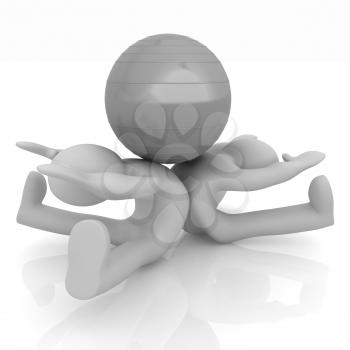 3d man exercising position on fitness ball. My biggest pilates series