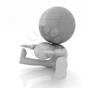 3d man exercising position on fitness ball. My biggest pilates series