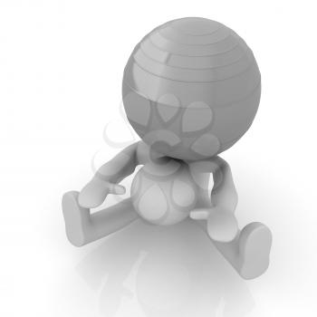 3d man exercising position on fitness ball. My biggest pilates series