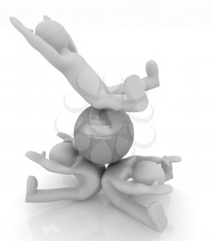 3d man exercising position on fitness ball. My biggest pilates series