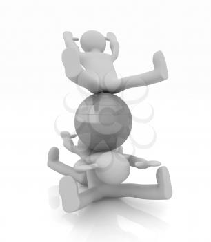 3d man exercising position on fitness ball. My biggest pilates series