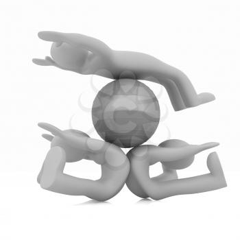 3d man exercising position on fitness ball. My biggest pilates series
