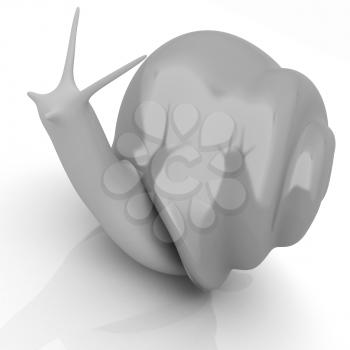 3d fantasy animal, snail on white background 