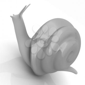 3d fantasy animal, snail on white background 