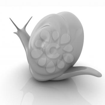 3d fantasy animal, snail on white background 