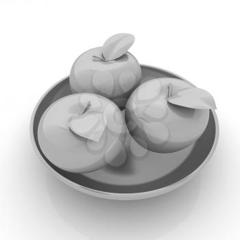 apple in a plate on white