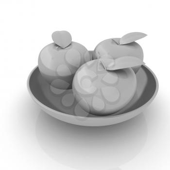 apple in a plate on white