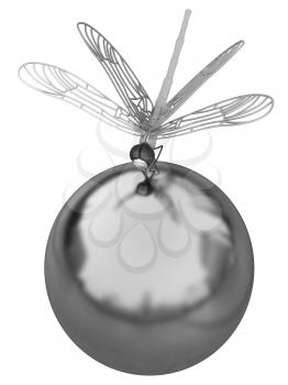 Dragonfly on abstract design sphere