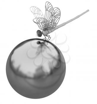 Dragonfly on abstract design sphere