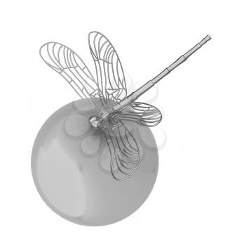 Dragonfly on abstract design sphere