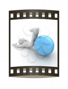 3d man exercising position on fitness ball. My biggest pilates series