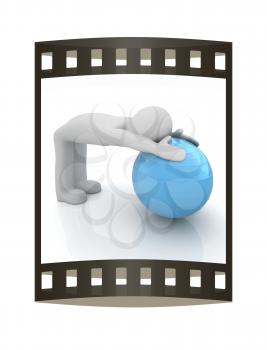 3d man exercising position on fitness ball. My biggest pilates series