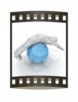 3d man exercising position on fitness ball. My biggest pilates series