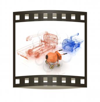 3d model concrete mixer and truck