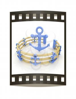 Design fence of anchors on the ropes and anchor in the center