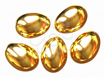 Set of Gold Eggs on a white background