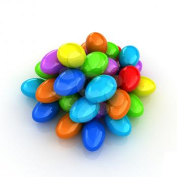 Colored Eggs on a white background