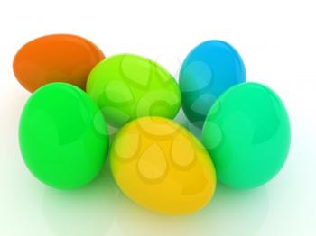 Colored Eggs on a white background