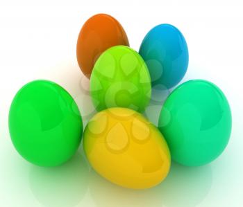 Colored Eggs on a white background