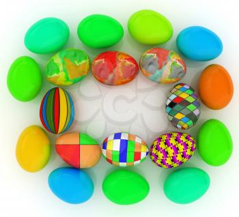 Colored Eggs on a white background