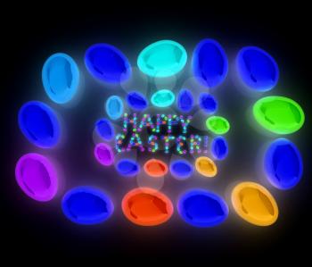 Easter eggs as a Happy Easter greeting on white background