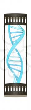 DNA structure model on white. The film strip