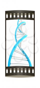 DNA structure model on white. The film strip