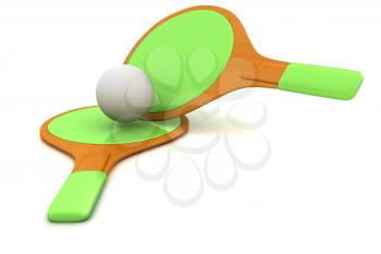 Rackets for playing table tennis. 3D rendering