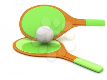 Rackets for playing table tennis. 3D rendering