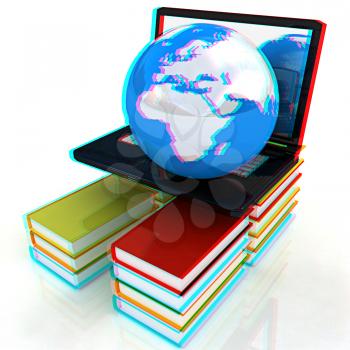 concept of online education on a white background. Anaglyph. View with red/cyan glasses to see in 3D. 3D illustration