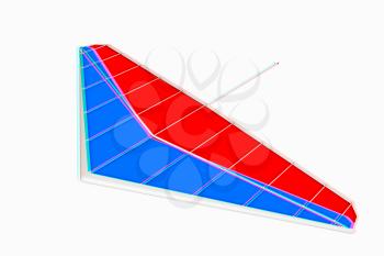 Hang glider isolated on a white background. 3D illustration. Anaglyph. View with red/cyan glasses to see in 3D.