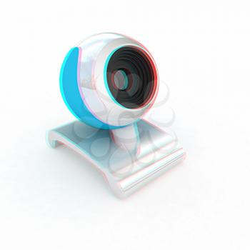 Web-cam on a white background. 3D illustration. Anaglyph. View with red/cyan glasses to see in 3D.