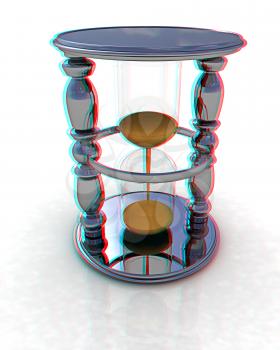 Handglass on a white background. 3D illustration. Anaglyph. View with red/cyan glasses to see in 3D.