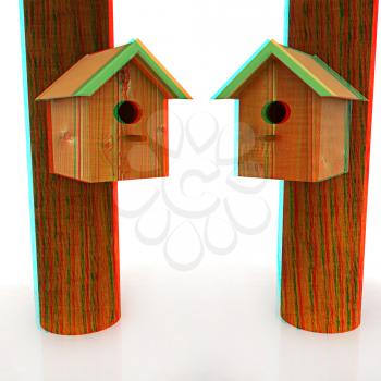 Nesting boxes on a white background. 3D illustration. Anaglyph. View with red/cyan glasses to see in 3D.