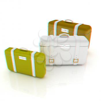 travel bags on white . 3D illustration. Anaglyph. View with red/cyan glasses to see in 3D.