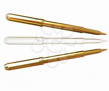 Metall corporate pen design . 3D illustration. Anaglyph. View with red/cyan glasses to see in 3D.