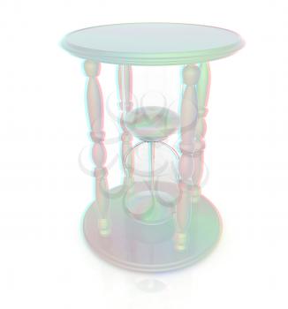 Fantastic hourglass. 3D illustration. Anaglyph. View with red/cyan glasses to see in 3D.