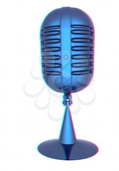 3d rendering of a microphone. 3D illustration. Anaglyph. View with red/cyan glasses to see in 3D.