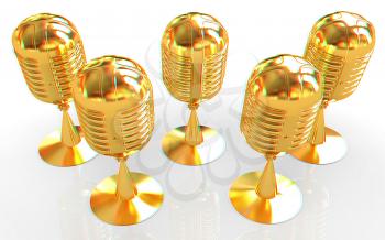 3d rendering of a microphones. 3D illustration. Anaglyph. View with red/cyan glasses to see in 3D.