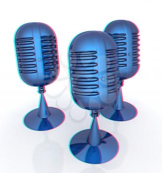 3d rendering of a microphones. 3D illustration. Anaglyph. View with red/cyan glasses to see in 3D.